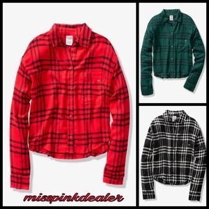 VS PINK Flannel Long Sleeve Tees Bundle sz LG
